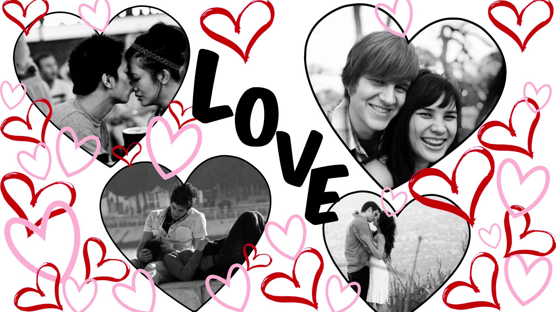 Online collage and Ecard with personal photo and videos: Valentine's Day Hearts