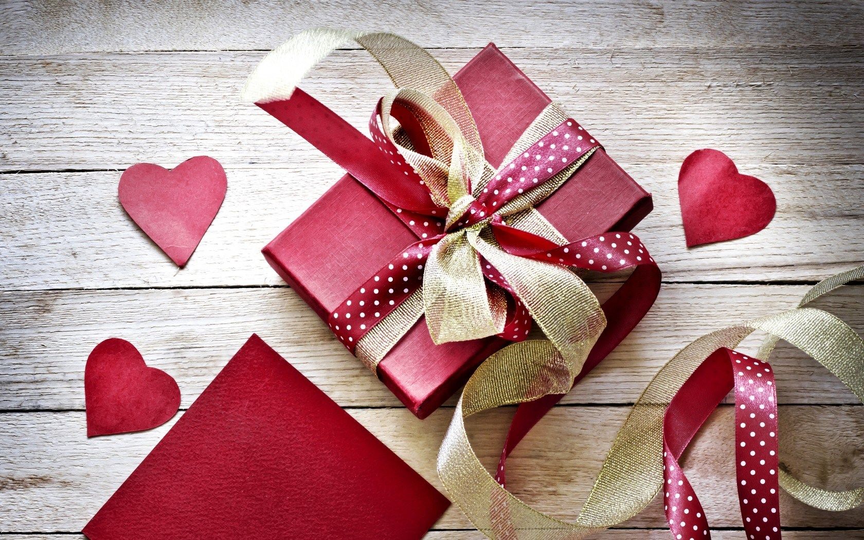 Valentines Day Gift Box Ribbon Hearts Love