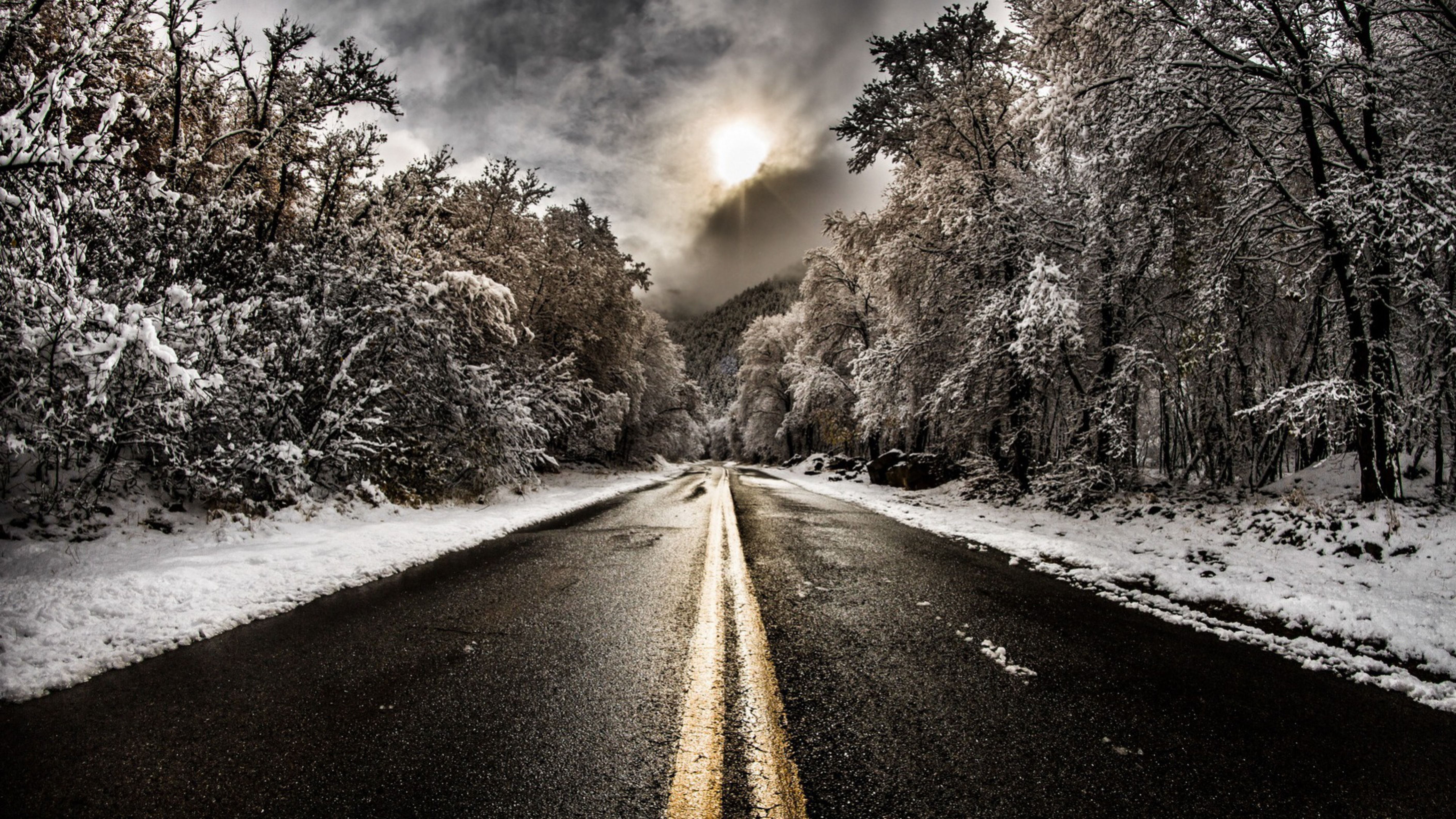 Winter Road Wallpaper 4k HD Wallpaper