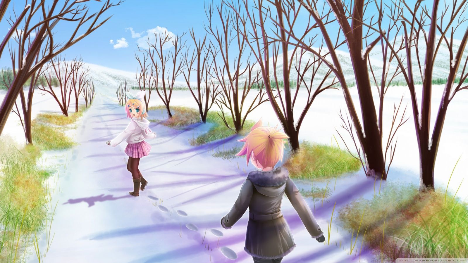 Anime Winter Scene Ultra HD Desktop Background Wallpaper for 4K UHD TV, Tablet