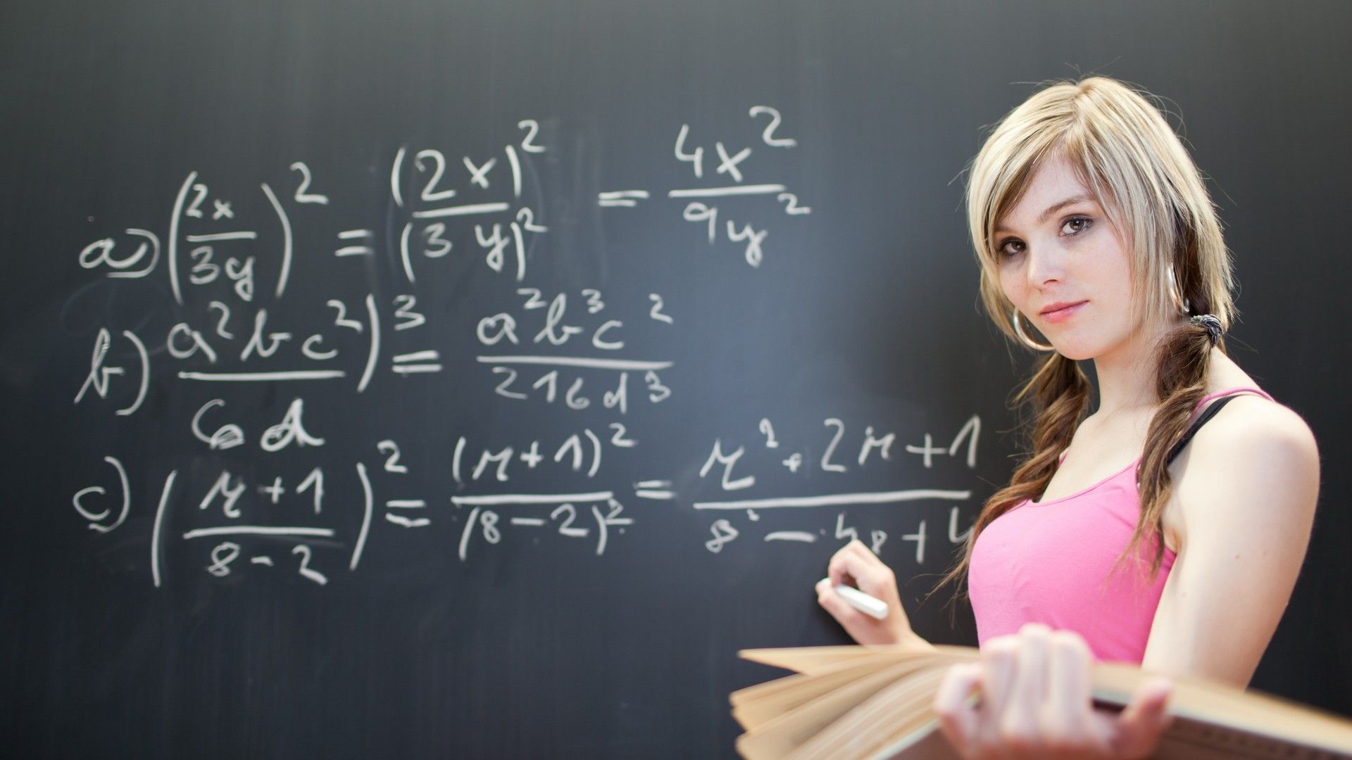 blondes, women, board, models, mathematics, charts, students, mathematical formula wallpaper