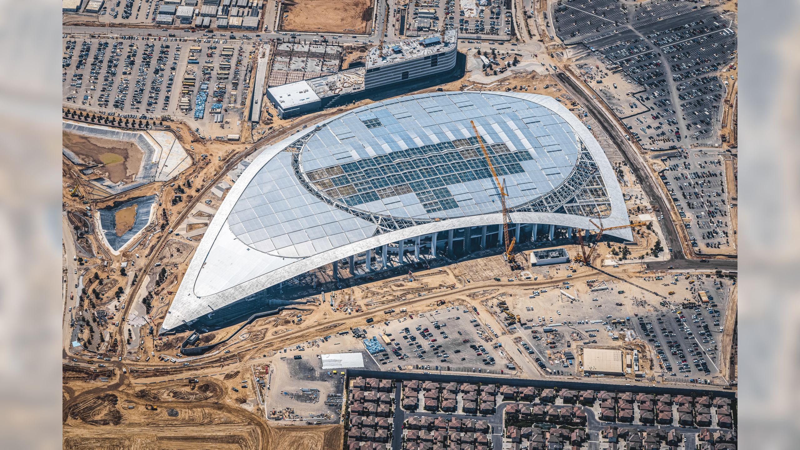 PHOTOS: April aerial shots of SoFi Stadium. Stadium, Stadium design, Aerial
