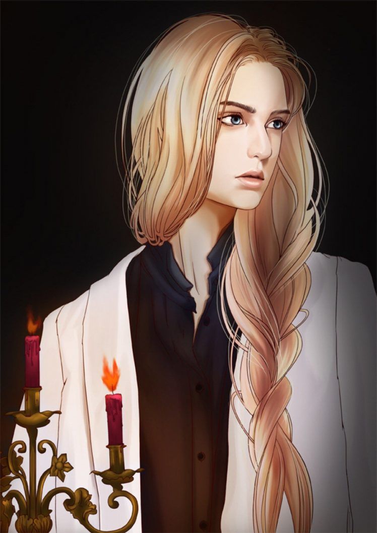 blonde, Braids, Blue eyes, Long hair, Candles Wallpaper HD / Desktop and Mobile Background