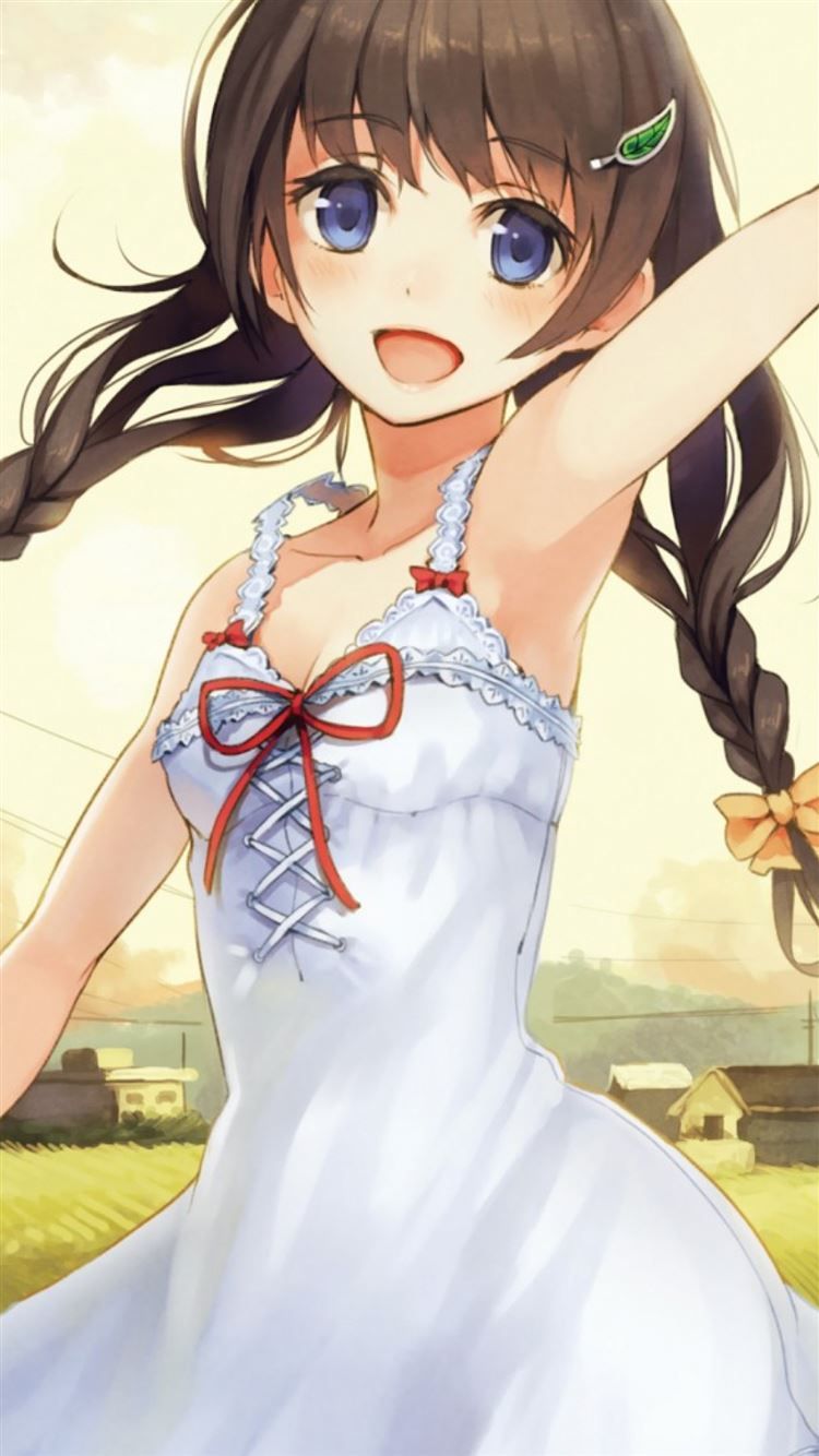 Art Paseri Girl Joy Wires Braids Sky Clouds Anime Bows Nature Home iPhone 8 Wallpaper Free Download