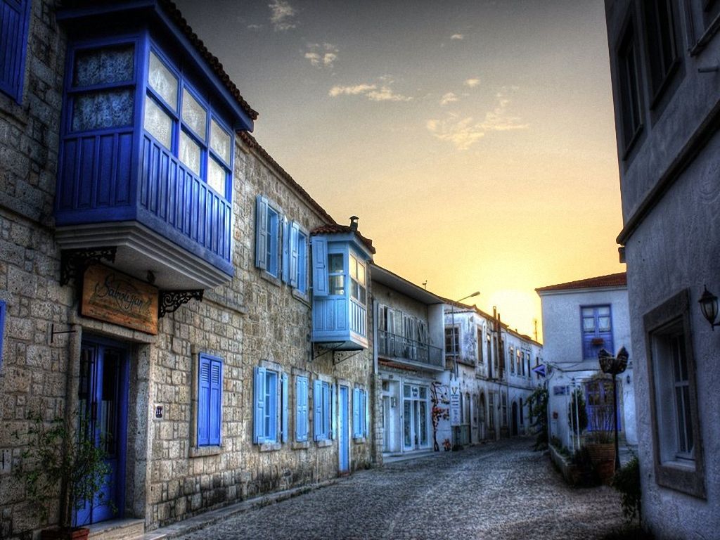 Village in Alacati, Turkey. This will hang in my redecorated guest room. Color scheme: Grey and glue. Seyahat destinasyonları, Seyahat, Seyahat tutkusu