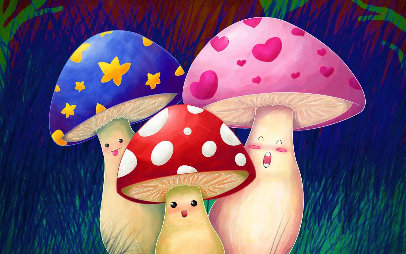 Download Cute Kawaii Mushroom in a Magical Forest Wallpaper | Wallpapers.com