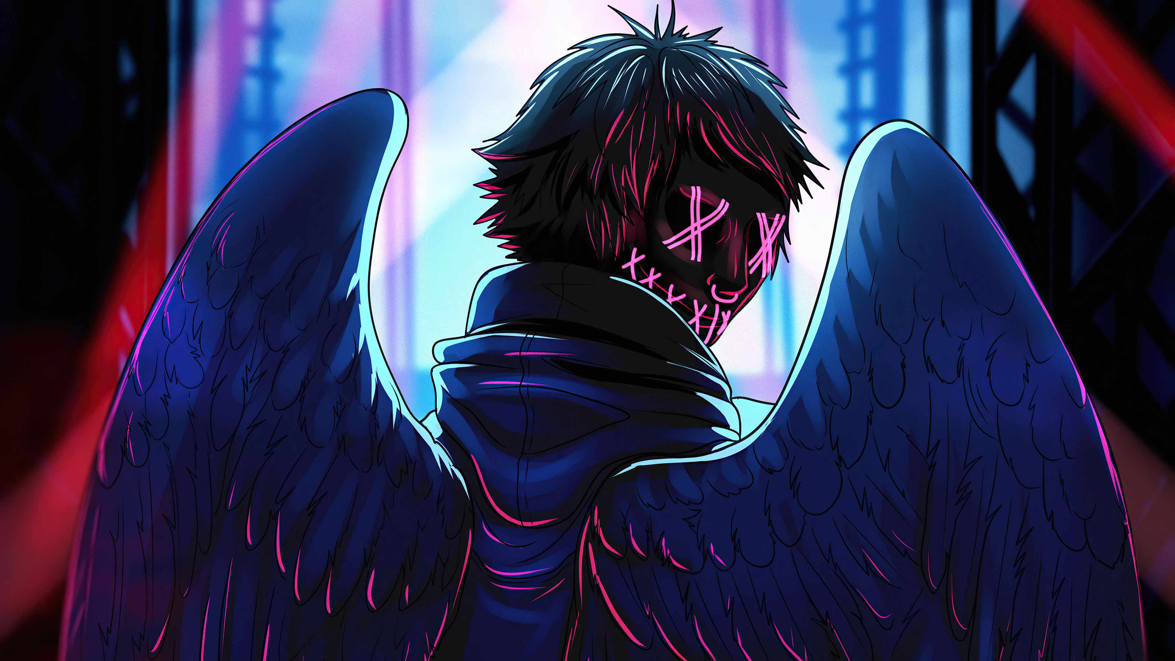 Neon Angel Boy 4k, HD Artist, 4k Wallpaper, Image, Background, Photo and Picture