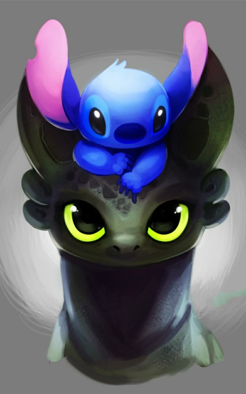 Cute Stitch And Toothless Wallpaper - IMAGESEE