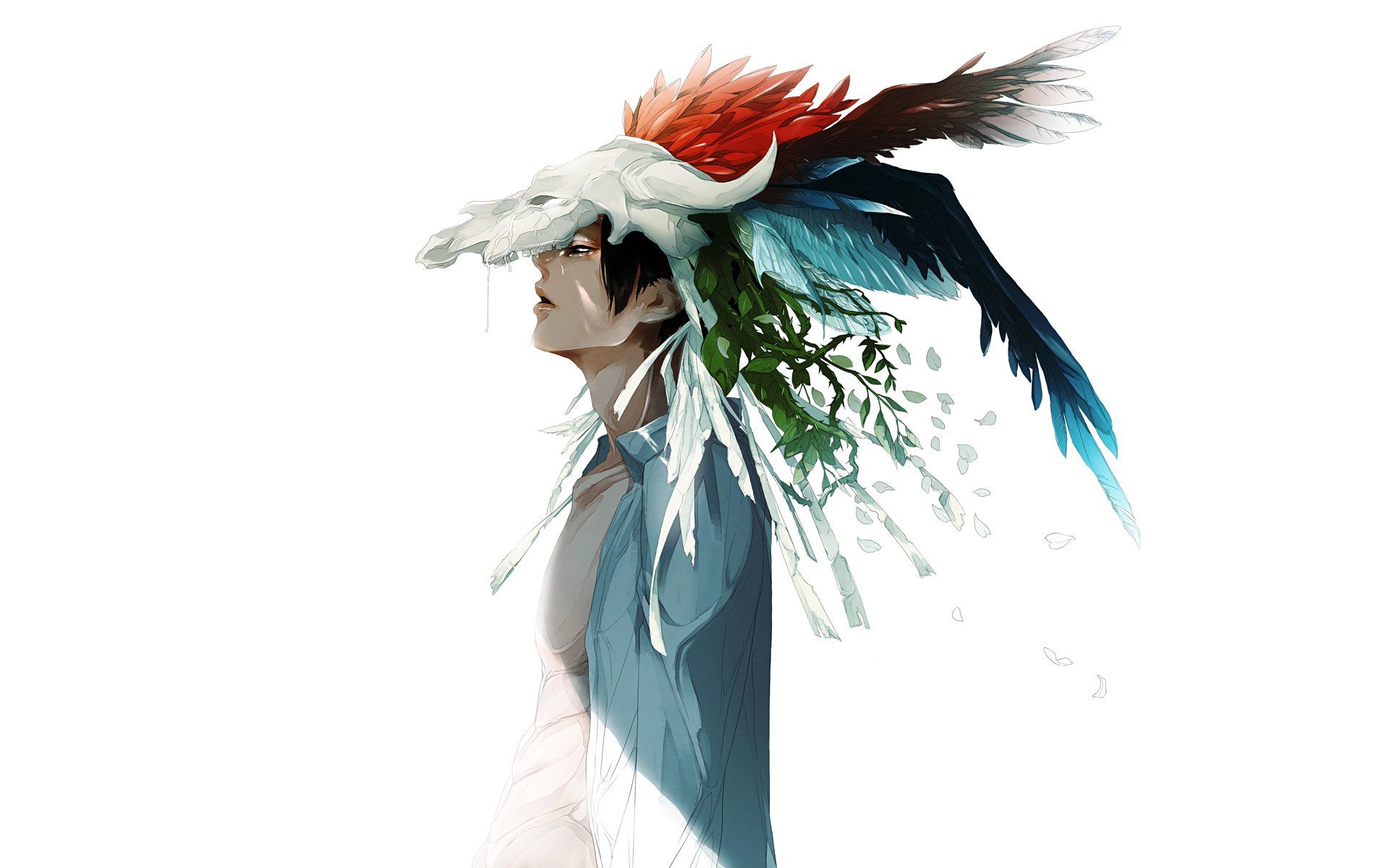 Free download Anime Boy Cool Feather Sadness Art Watercolor Wallpaper [1920x1200] for your Desktop, Mobile & Tablet. Explore Wallpaper Feather Art. Wallpaper Feather Art, Rainbow Feather Wallpaper, Feather Flower Wallpaper
