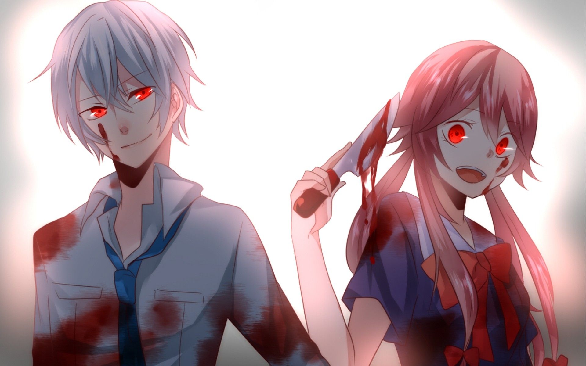 simple background, Gasai Yuno, Mirai Nikki, Akise Aru wallpaper