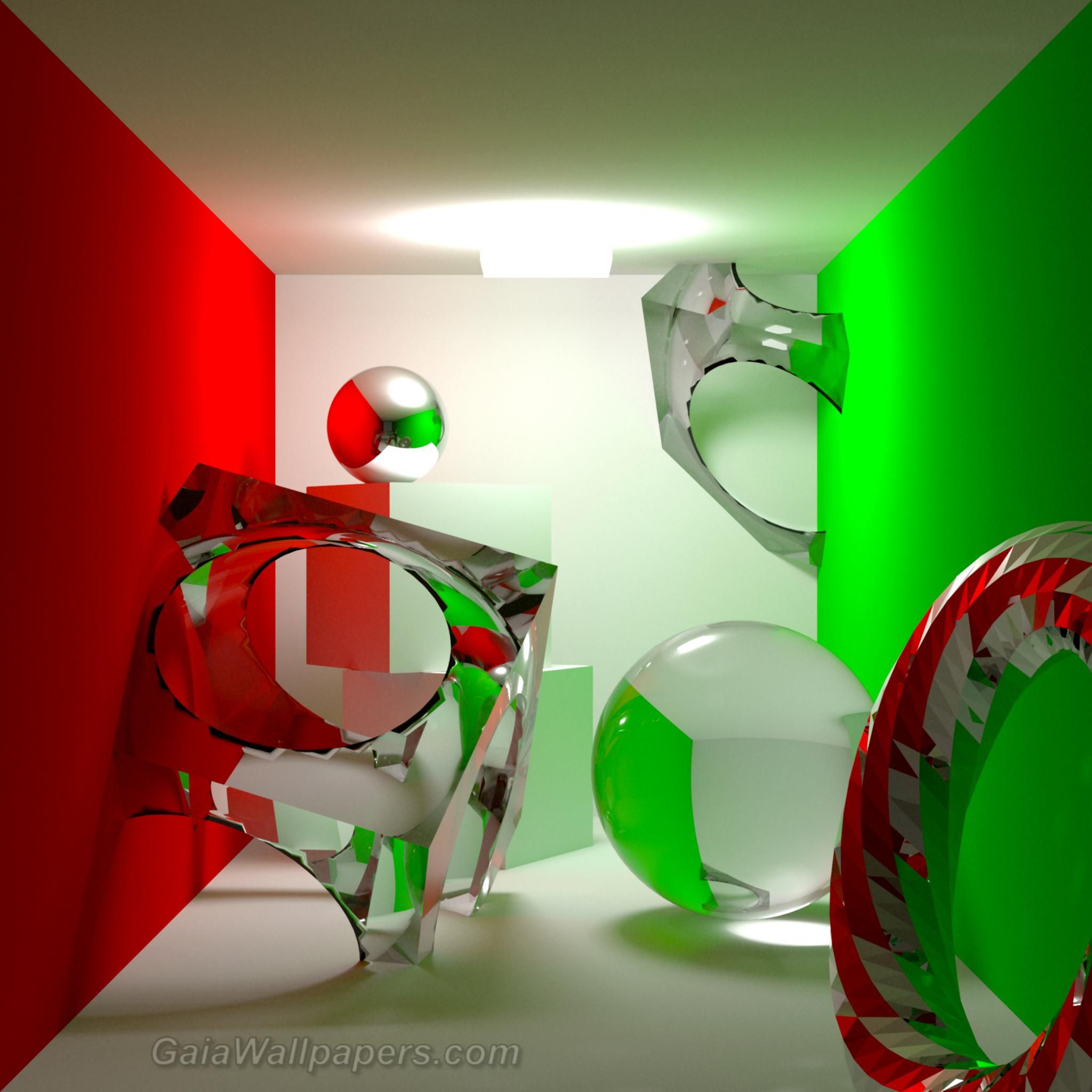 Ray tracing room with glass wallpaper 2048x2048 Desktop Wallpaper