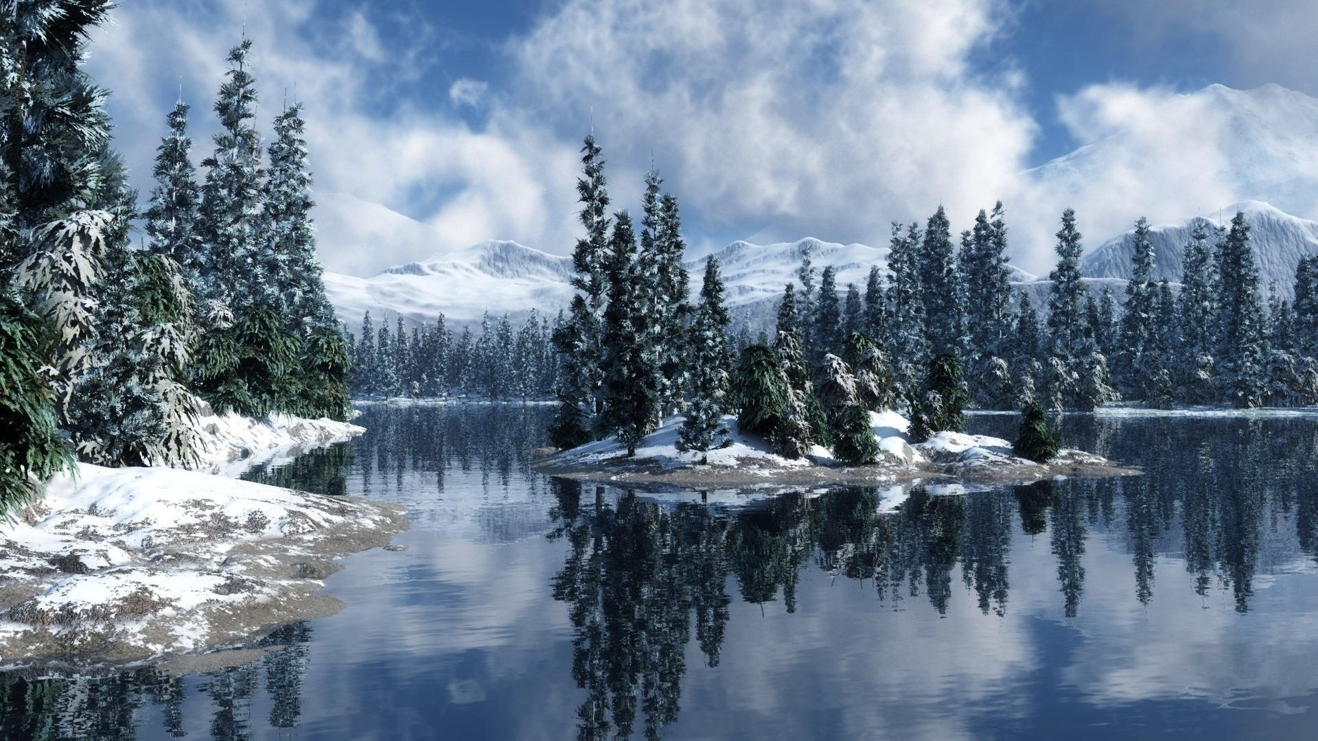 Lake Trees Reflection Magical Beautiful Wonderland 10 Winter Background HD Wallpaper