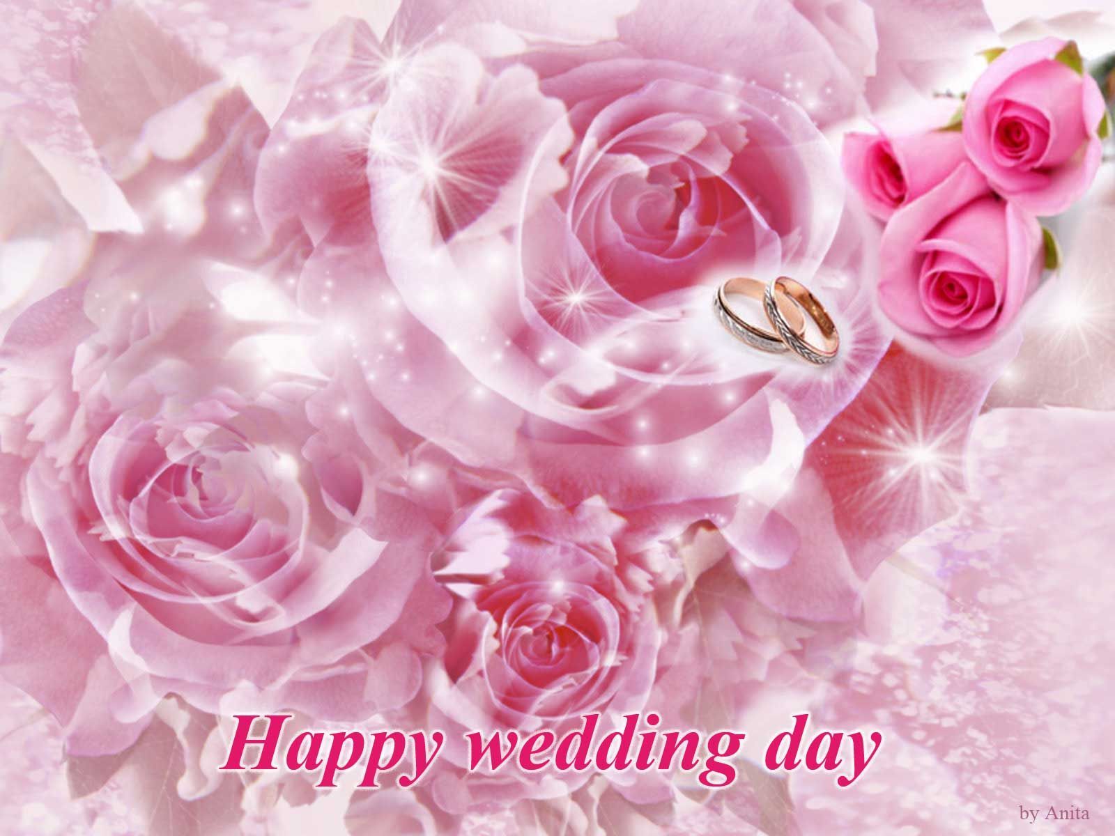 image of happy wedding day with doves. Free Wallpaper Happy Wedding Day Wishes Wallpaper. Pink flowers wallpaper, Beautiful pink roses, Flower wallpaper