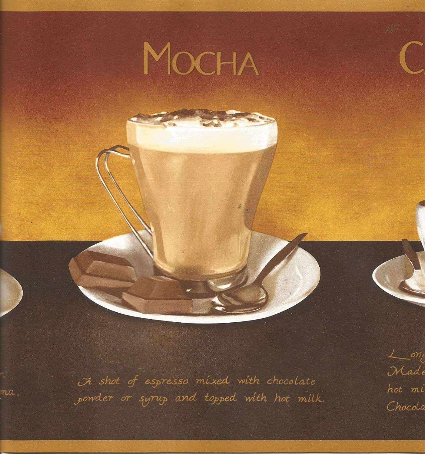 Caffe Latte Cappuccjno Espresso Mocha coffee wallpaper border AW0709B. SEL#_wallpaperbarn GEGA1456802231: Amazon.ca: Home & Kitchen