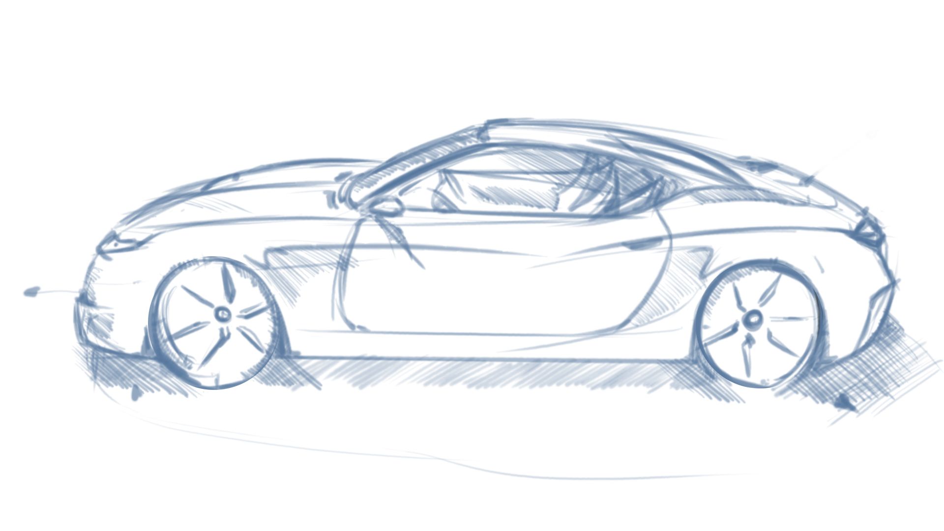 Concept Car Drawing, Pencil, Sketch, Colorful, Realistic Art Image