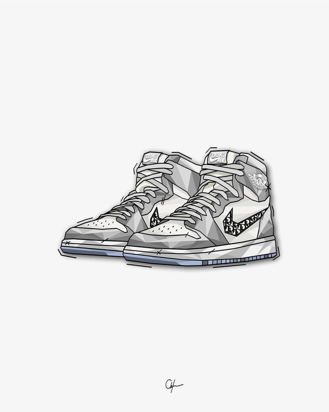 Dior x Nike Air Jordan 1. Art. Nike art, Sneaker art, Sneakers illustration
