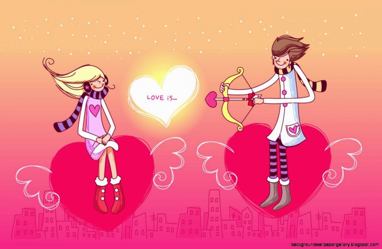 Cartoon Valentine Day Couple Lovers Wallpaper HD. Background Wallpaper Gallery
