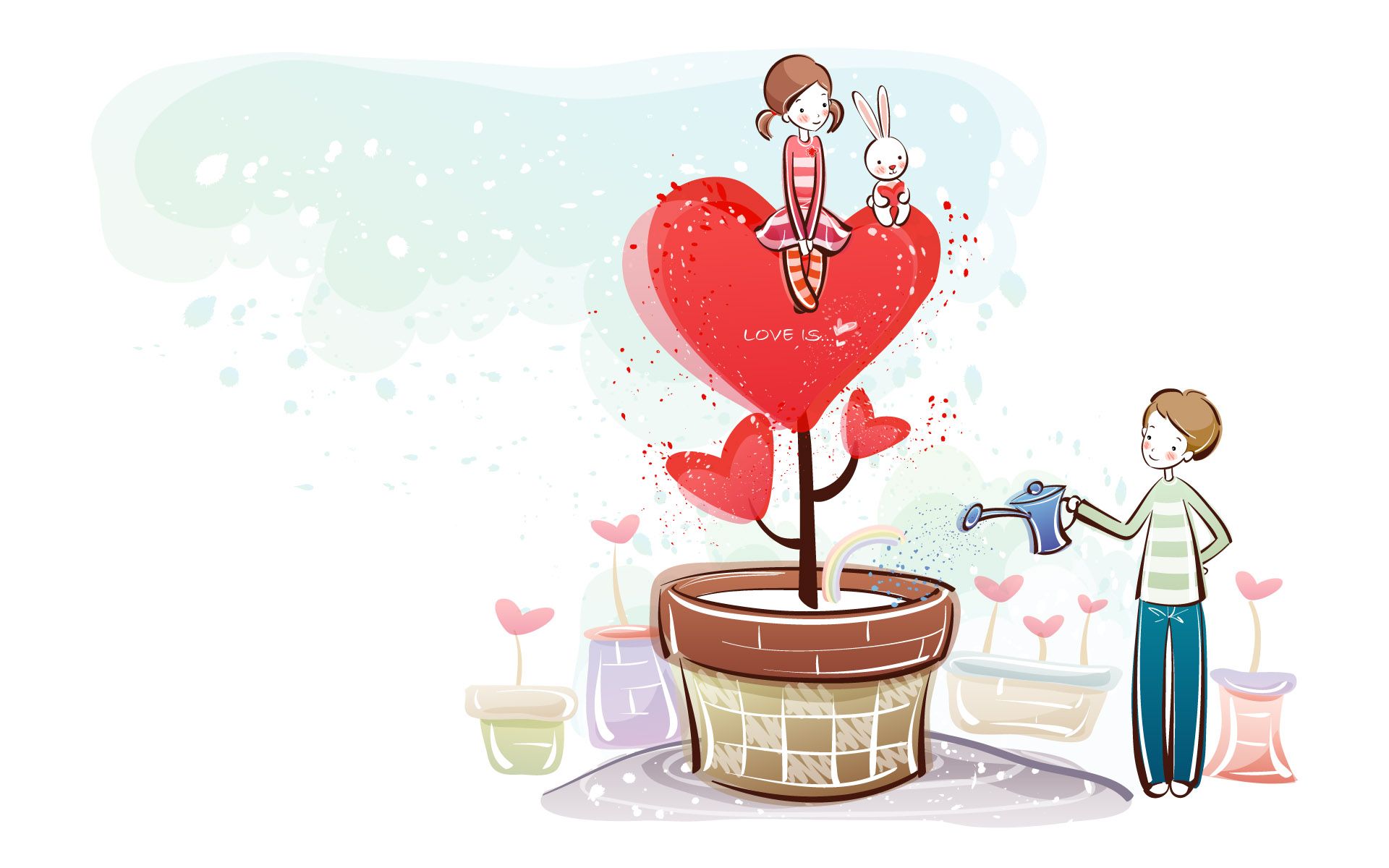 Valentine's day Wallpaper's Day Cartoon's Day Couple's Day Vector 1920x1200 NO.4 Desktop Wallpaper
