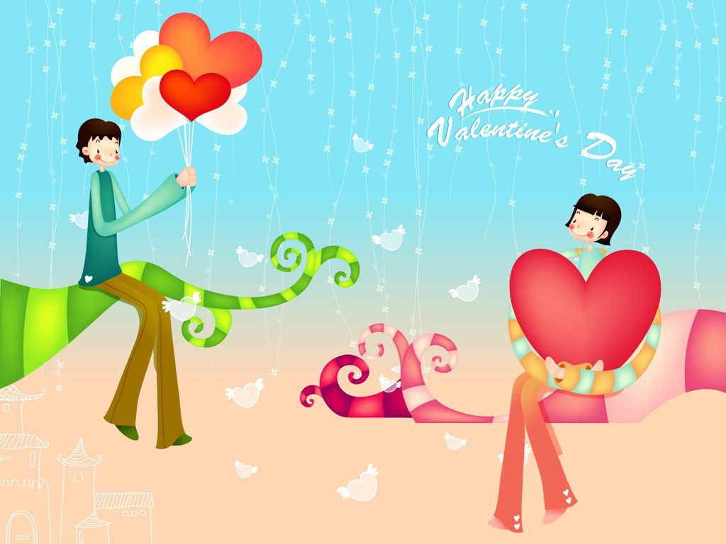 Valentine's Day Cartoon's Day Couple's Day