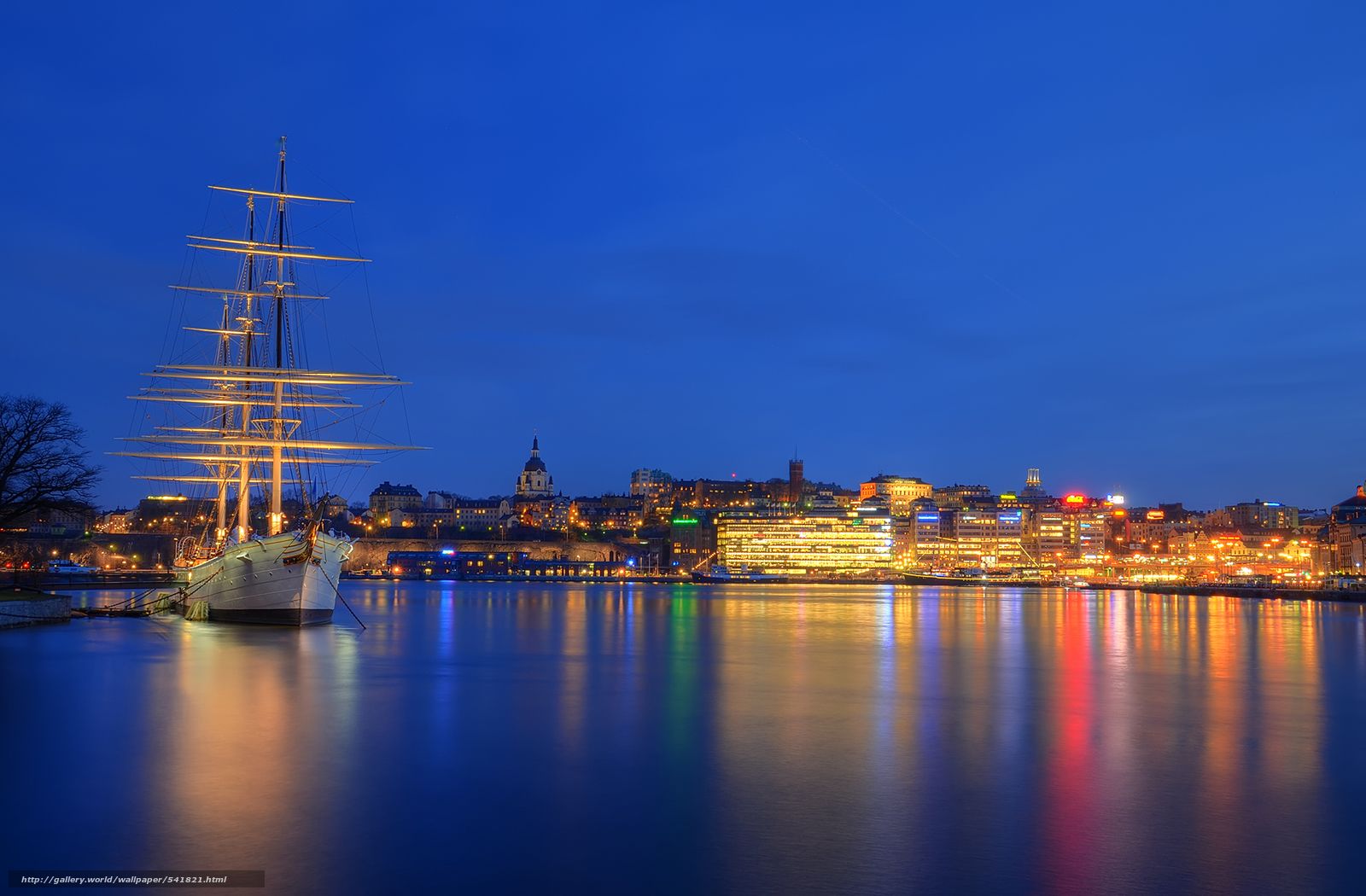 Download wallpaper Skeppsholmen, Stockholm, city, night free desktop wallpaper in the resolution 1969x1292