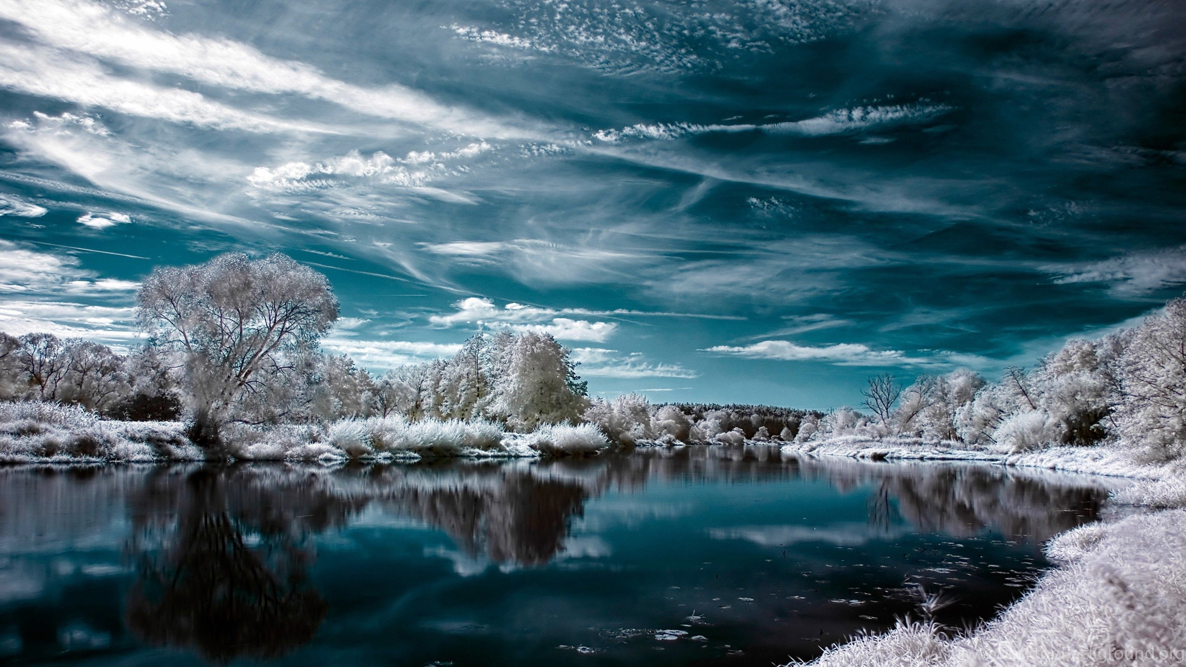 Download Wallpaper 3840x2160 Nature, Lake, Winter, Snow 4K Ultra. Desktop Background