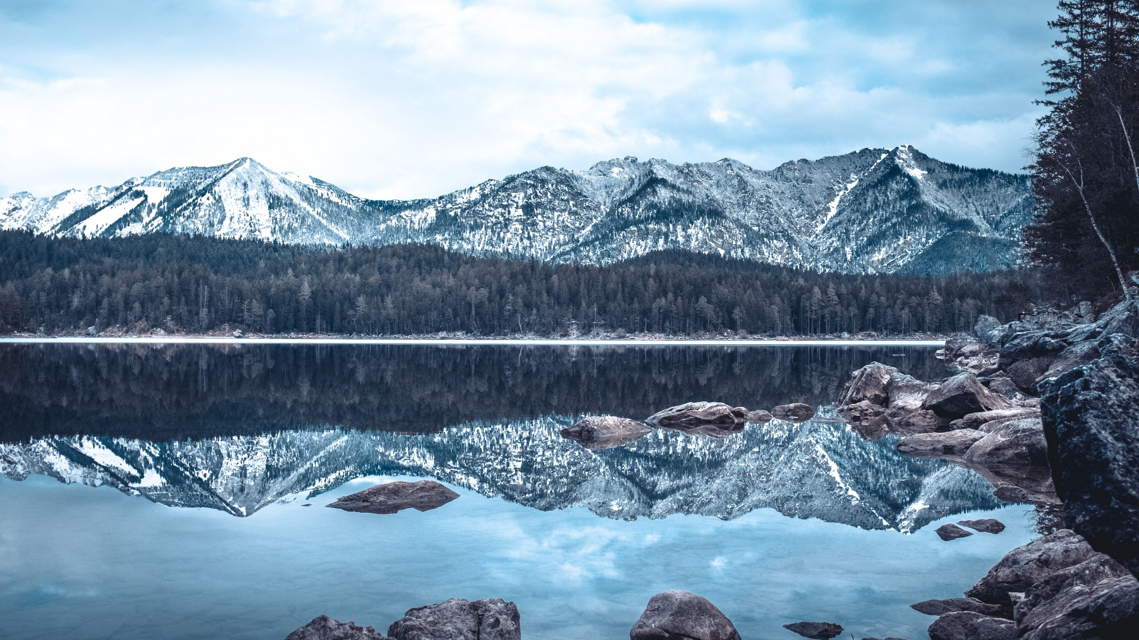 Wallpaper 4k lake, mountains, winter, reflection 4k Lake, Mountains, Winter
