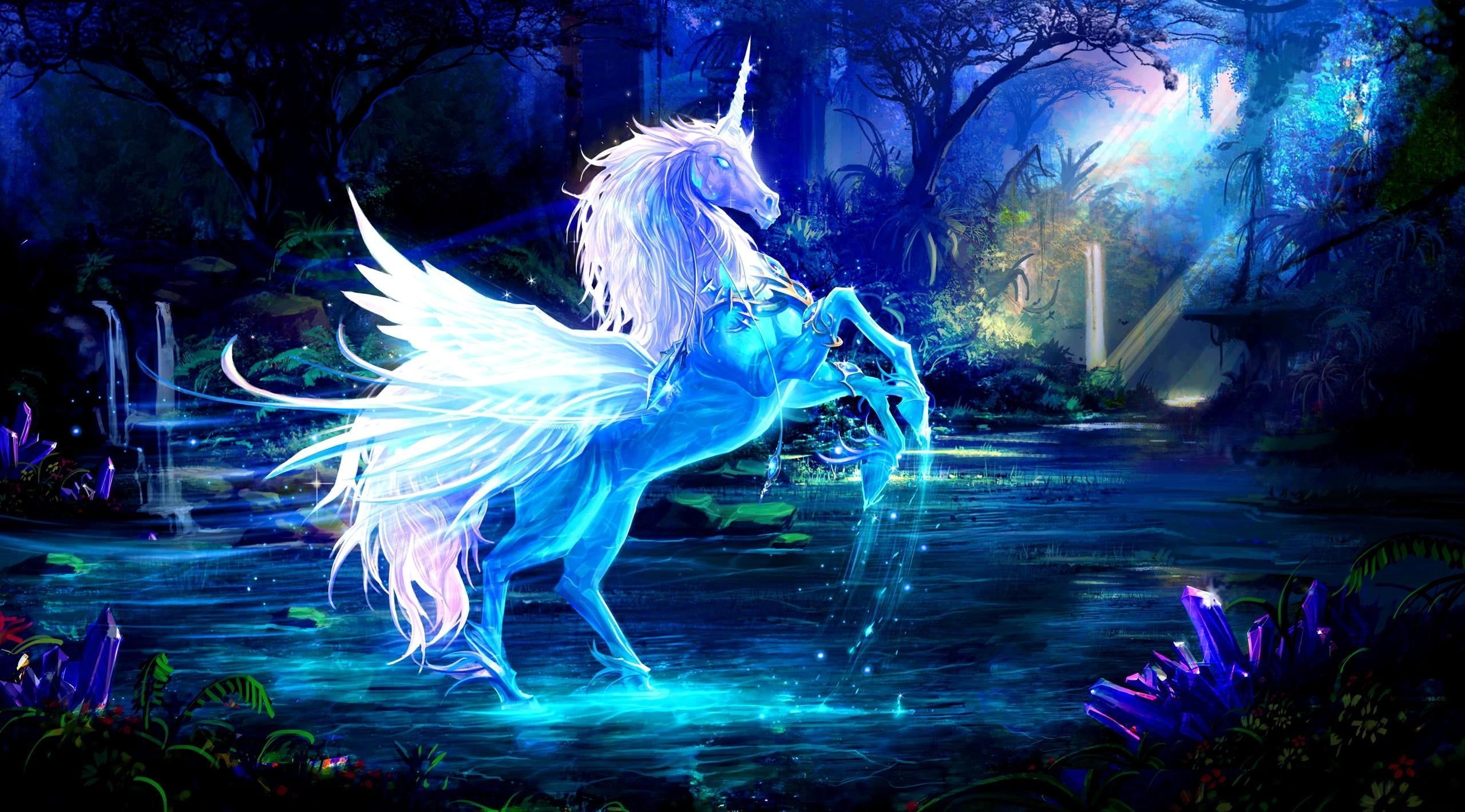 Blue Unicorn Wallpaper Free Blue Unicorn Background