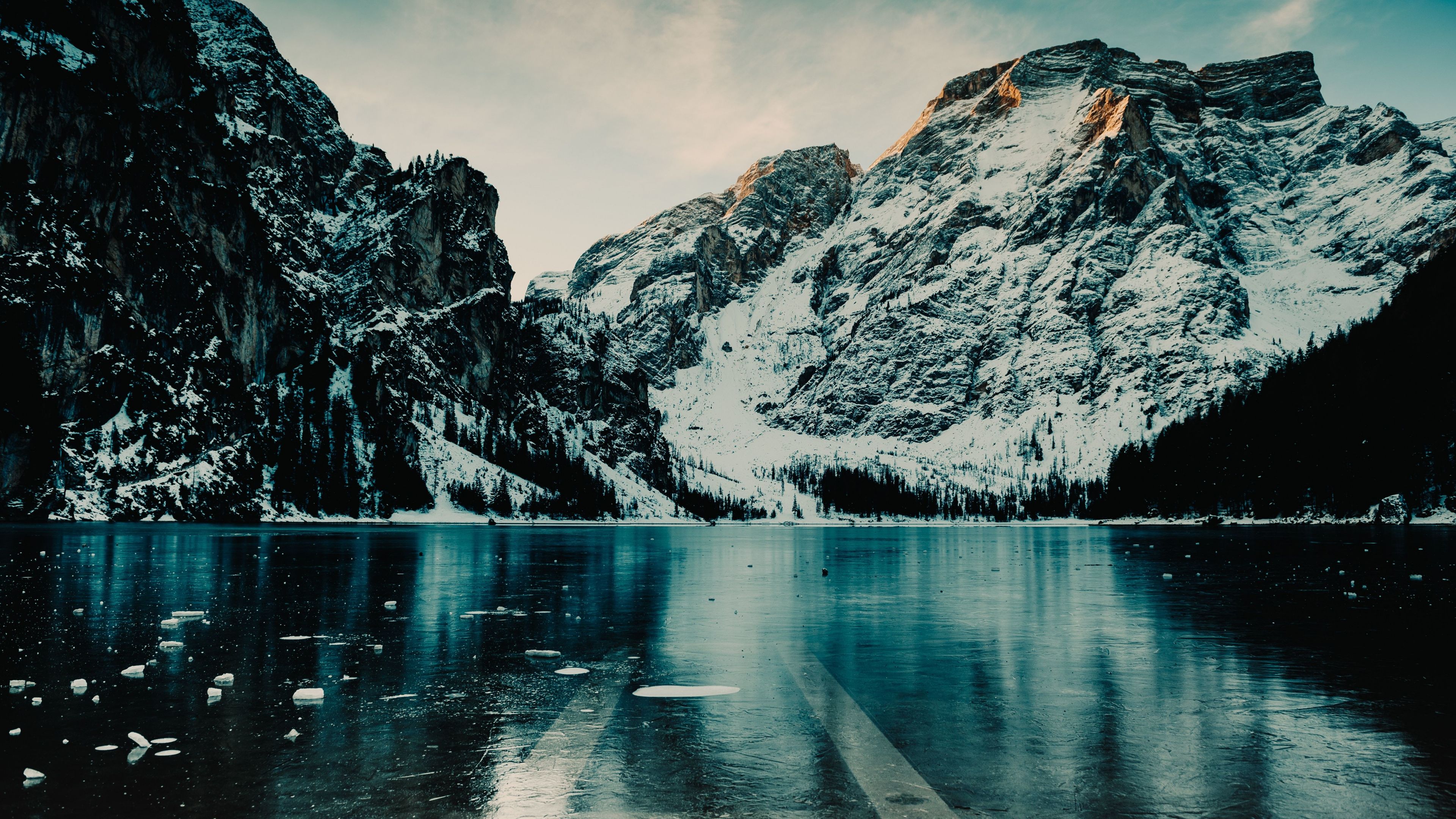 Download 3840x2160 wallpaper winter, mountains, floating ice, lake, nature, 4k, uhd 16: widescreen, 3840x2160 HD image, background, 9598