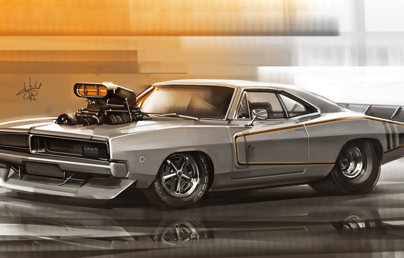 Wallpaper Auto, Figure, Machine, 1969, Dodge, Art, Charger, Dodge Charger, Dodge Charger R T, Alexander Sidelnikov, By Aleksandr Sidelnikov, 1969 Dodge Charger R T, 1969 Dodge Image For Desktop, Section арт