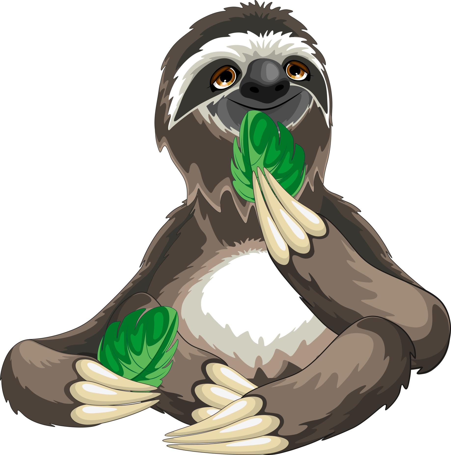 Sloth Cartoon Royalty Free Eat Leaves Png Download*1855 Transparent Sloth Png Download