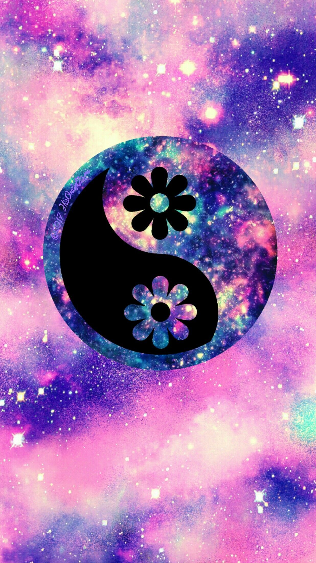 Flower yin yang galaxy wallpaper I created for the app CocoPPa. Galaxy wallpaper, Hipster phone wallpaper, iPhone wallpaper