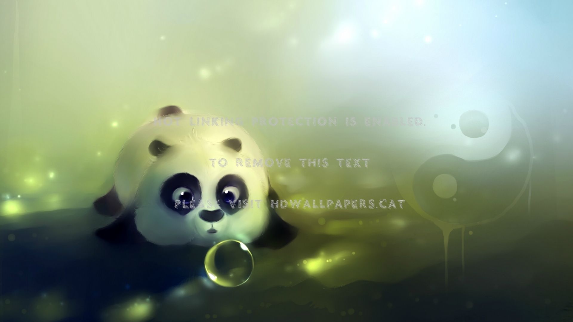 cute panda bear black ying yang bubbles 3D