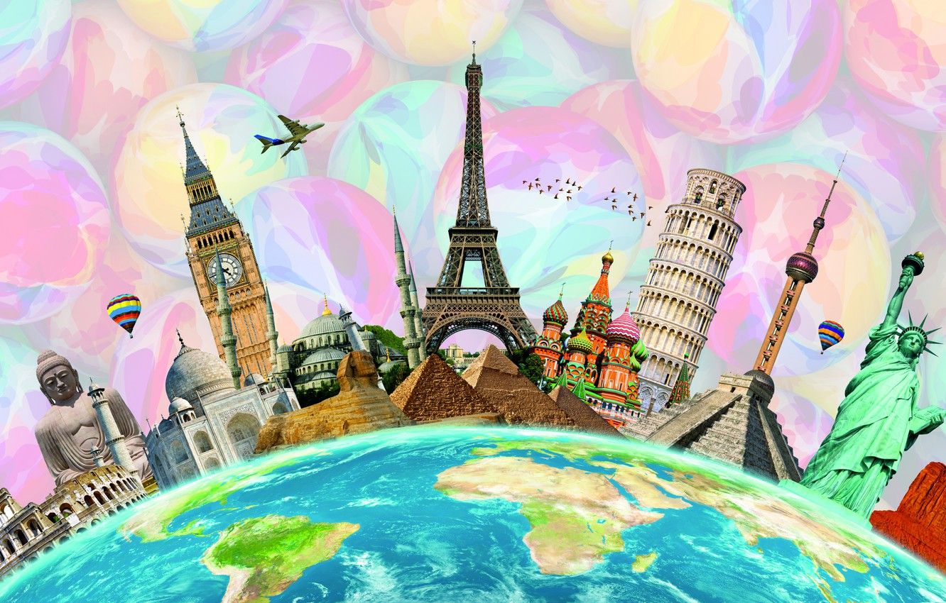 Wallpaper travel, collage, tourism, poster image for desktop, section разное