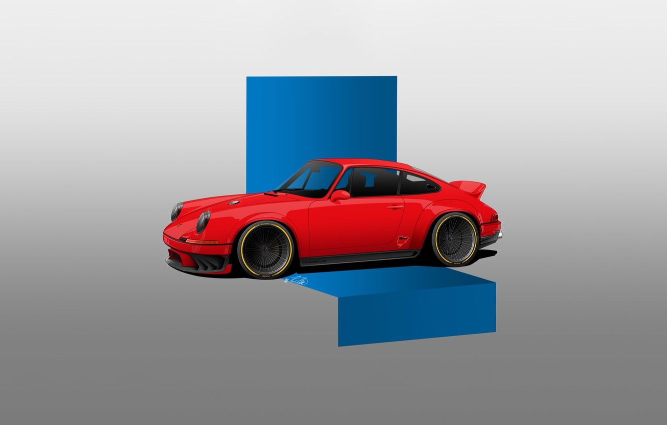 Wallpaper Red, Auto, Machine, Red, Porsche Minimalism, Transport & Vehicles, by Thomás Carlotto, 9 1 Thomás Carlotto image for desktop, section минимализм