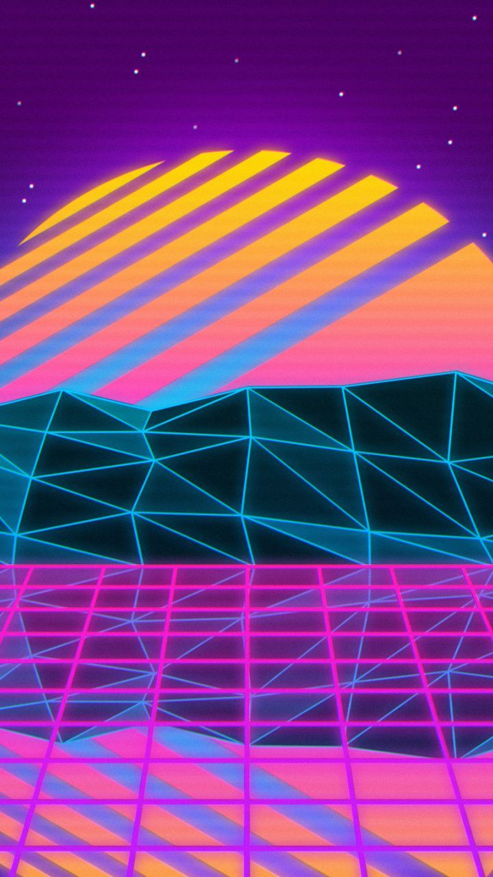 Vaporwave, retro, sun, mountains, landscape, art, 720x1280 wallpaper. Vaporwave wallpaper, Vaporwave, Aesthetic wallpaper