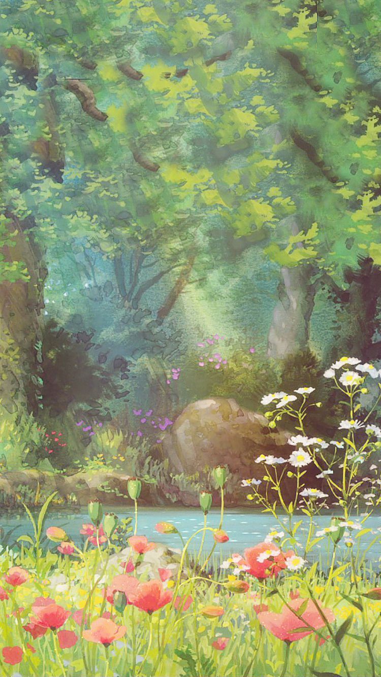 Studio Ghibli Scenery iPhone Wallpaper Free Studio Ghibli Scenery iPhone Background
