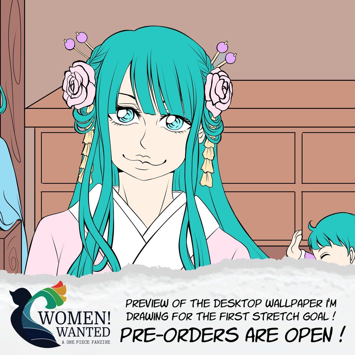 FireFly in progress ! A desktop wallpaper featuring Kozuki Hiyori i'm working on for the first stretch goal of ! Only 75 orders to unlock it ! You