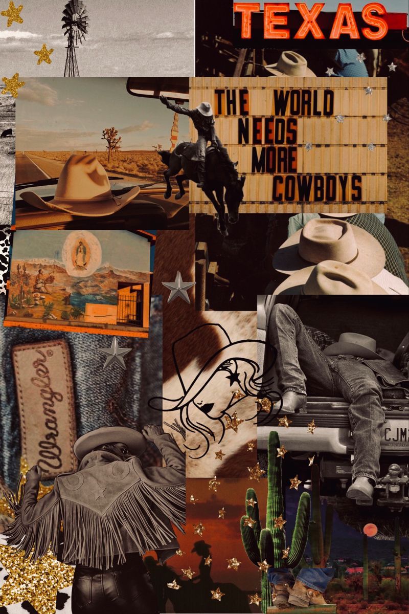 western #cowgirl #cowboy #Texas #collage #inspo #aesthetic #wallpaper #wrangler. Western artwork, Western wall art, Western photography