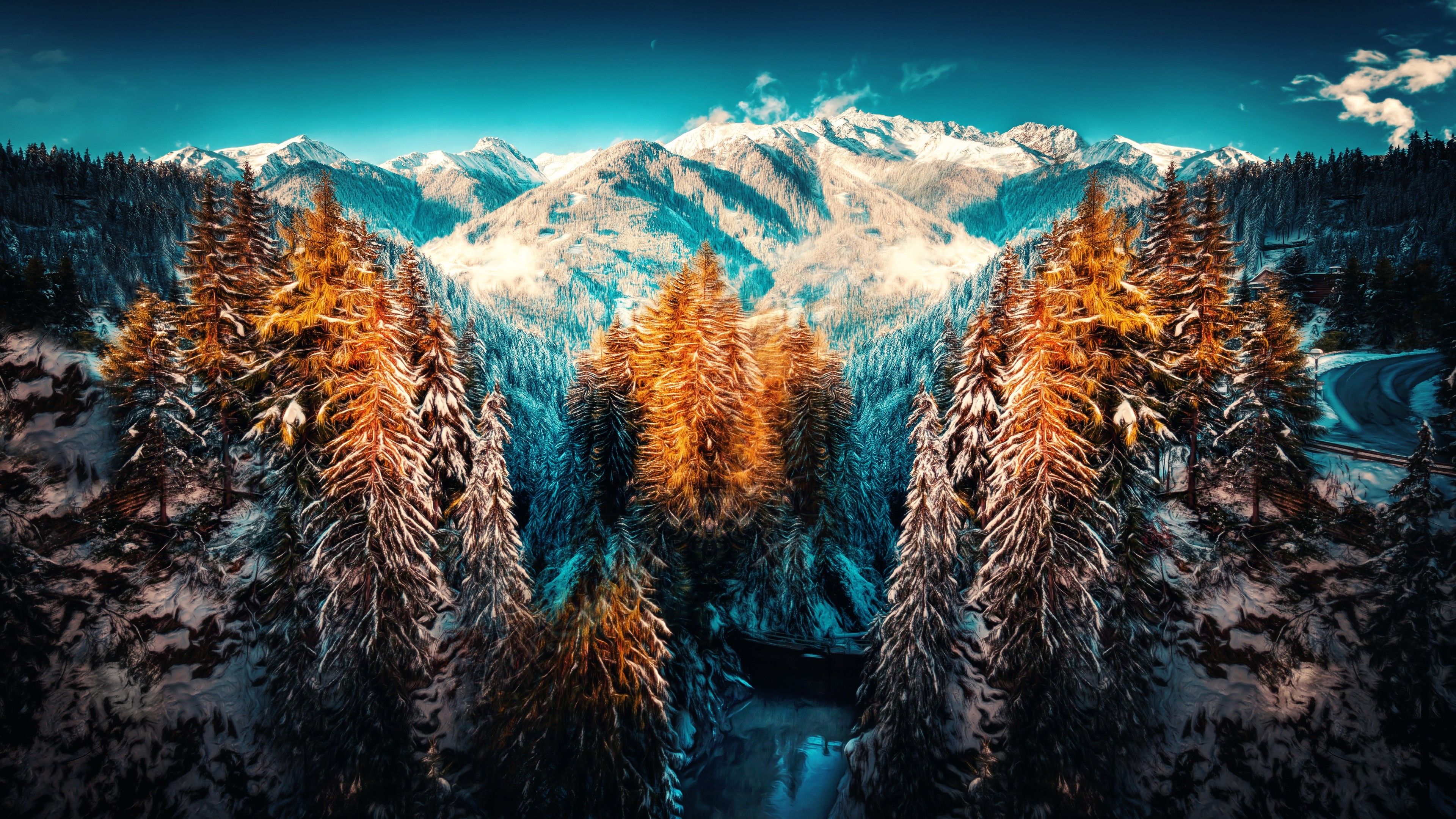 Forest Mountain Background Hd