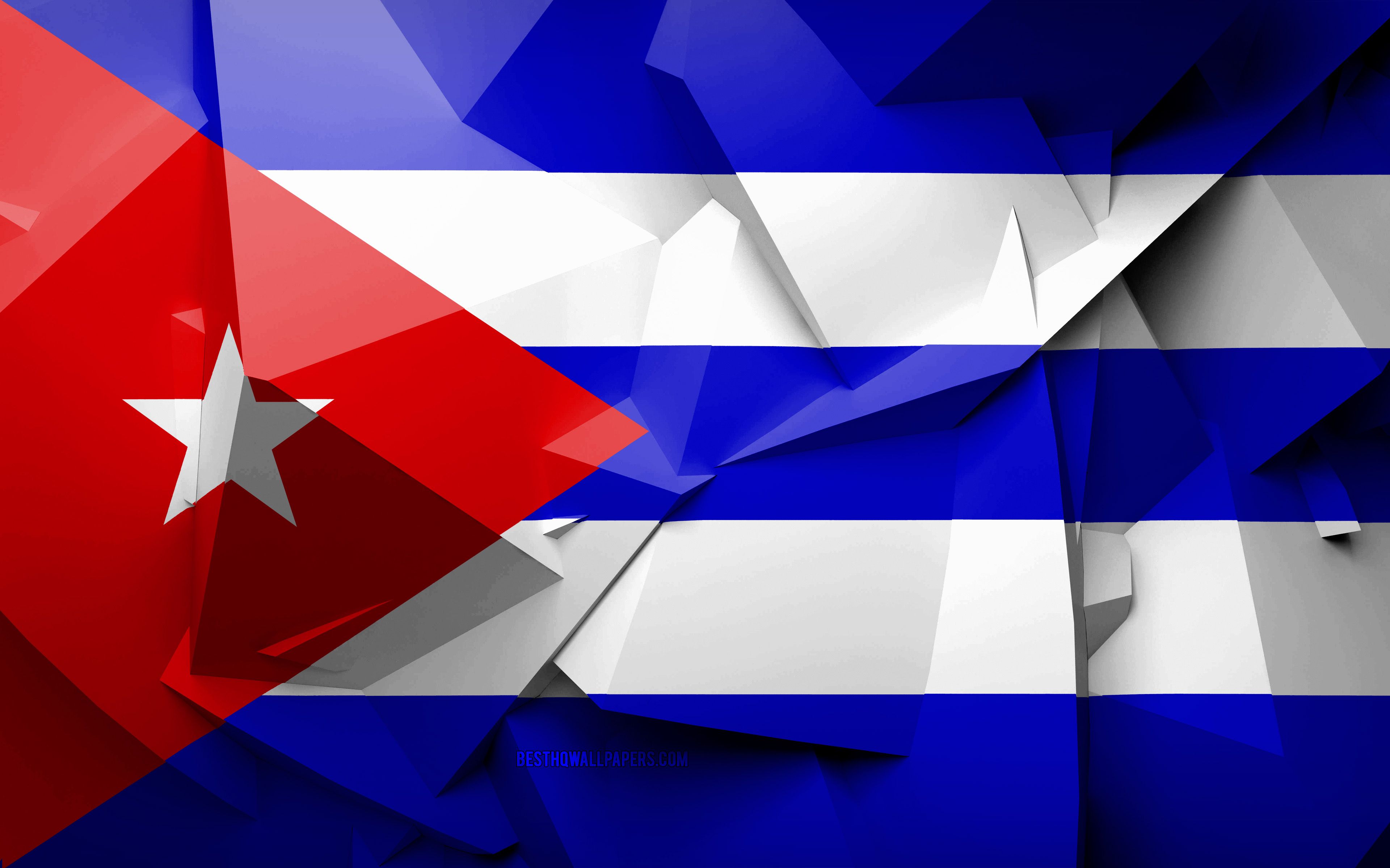 Download wallpaper 4k, Flag of Cuba, geometric art, North American countries, Cuban flag, creative, Cuba, North America, Cuba 3D flag, national symbols for desktop with resolution 3840x2400. High Quality HD picture wallpaper