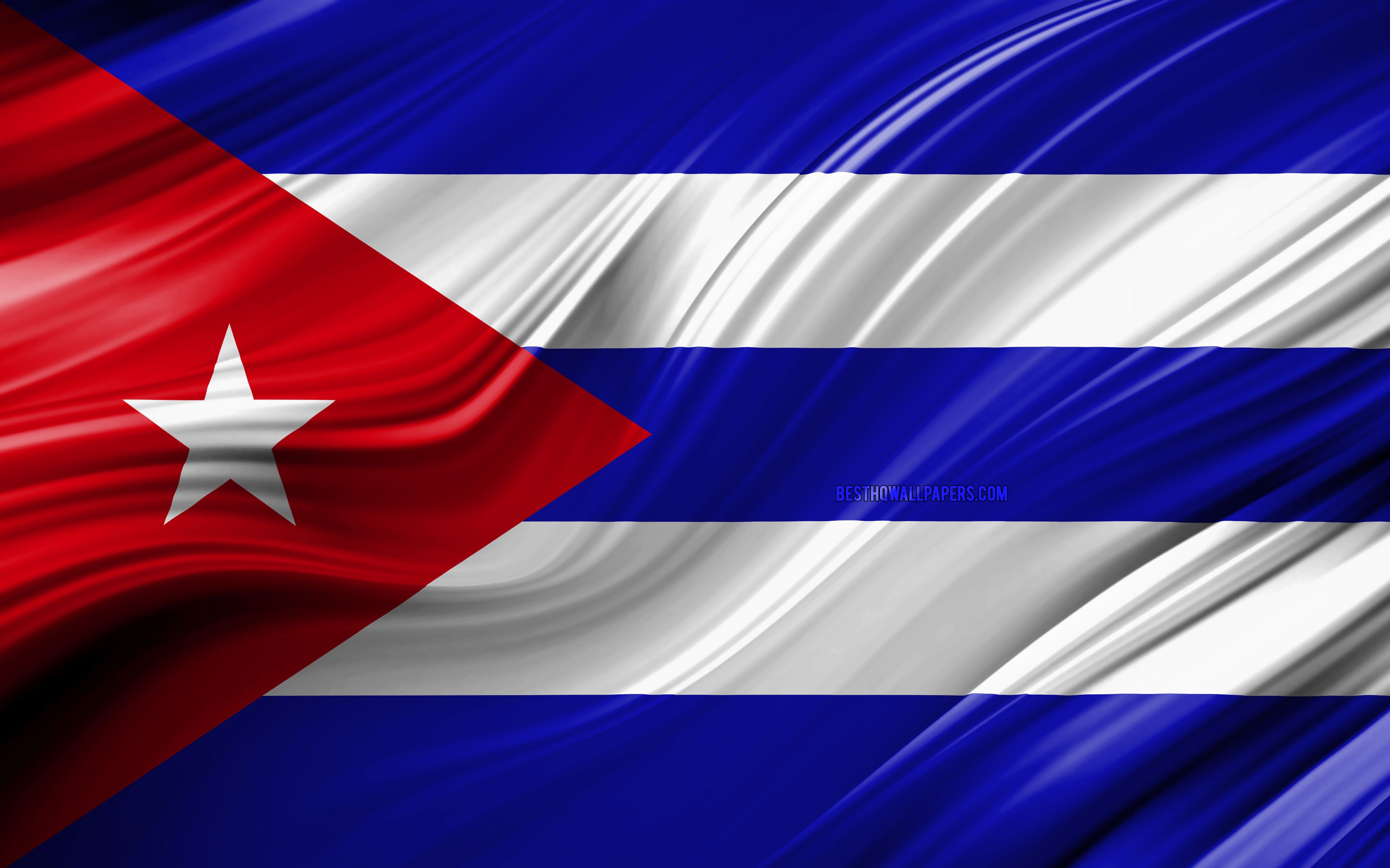 Download wallpaper 4k, Cuban flag, North American countries, 3D waves, Flag of Cuba, national symbols, Cuba 3D flag, art, North America, Cuba for desktop with resolution 3840x2400. High Quality HD picture wallpaper