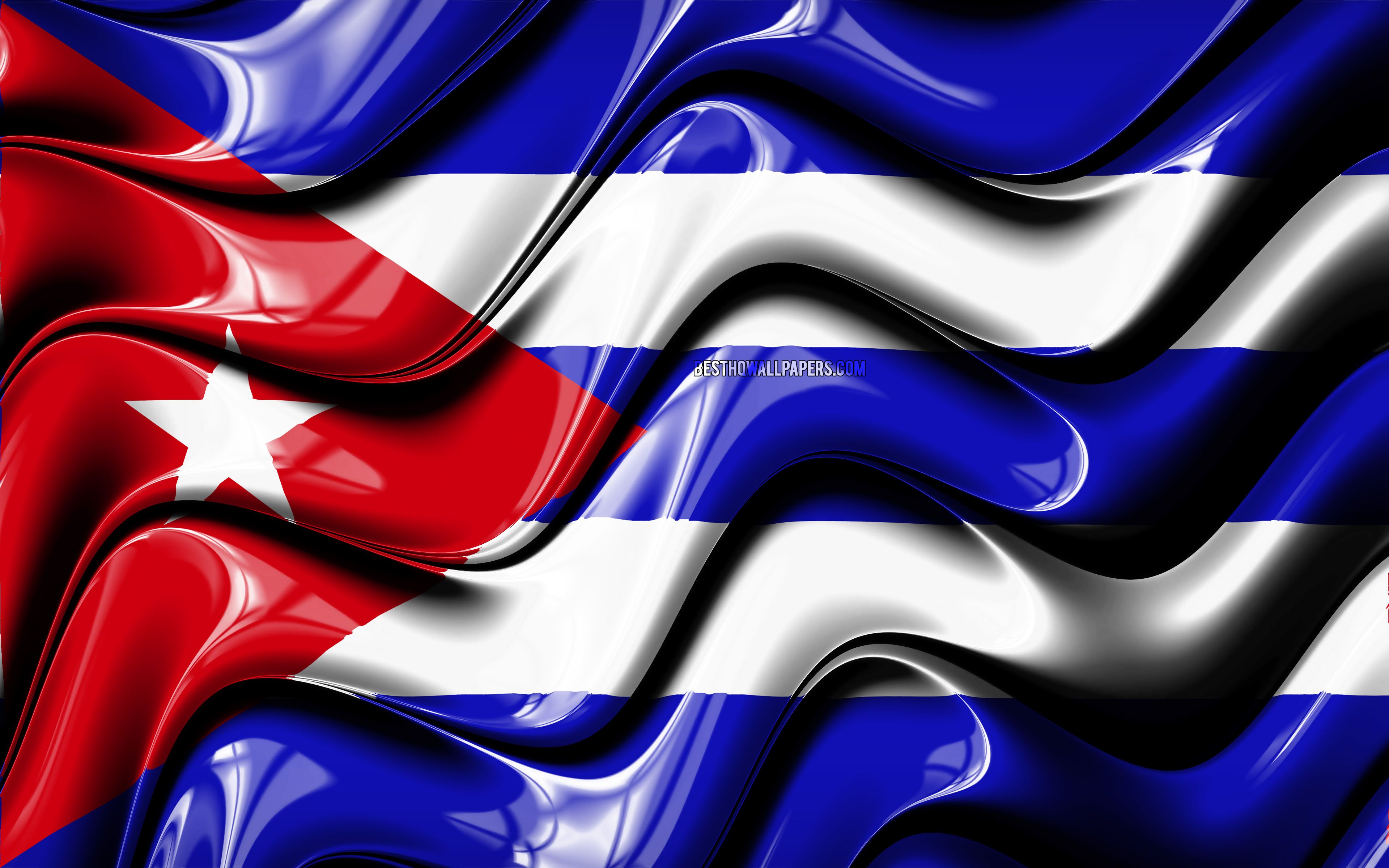 Download wallpaper Cuban flag, 4k, North America, national symbols, Flag of Cuba, 3D art, Mexico, North American countries, Cuba 3D flag for desktop with resolution 3840x2400. High Quality HD picture wallpaper