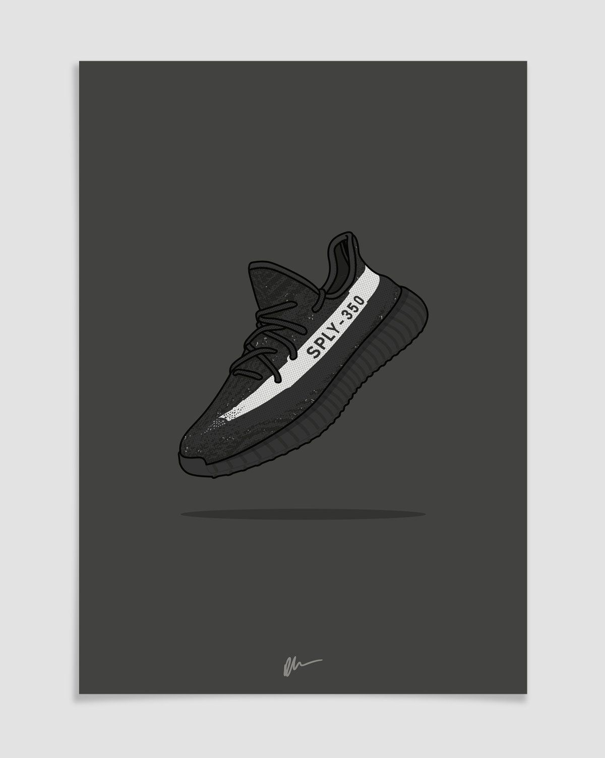 Image of Yeezy 350 v2 Black White. Sneakers wallpaper, Shoes wallpaper, Sneaker art
