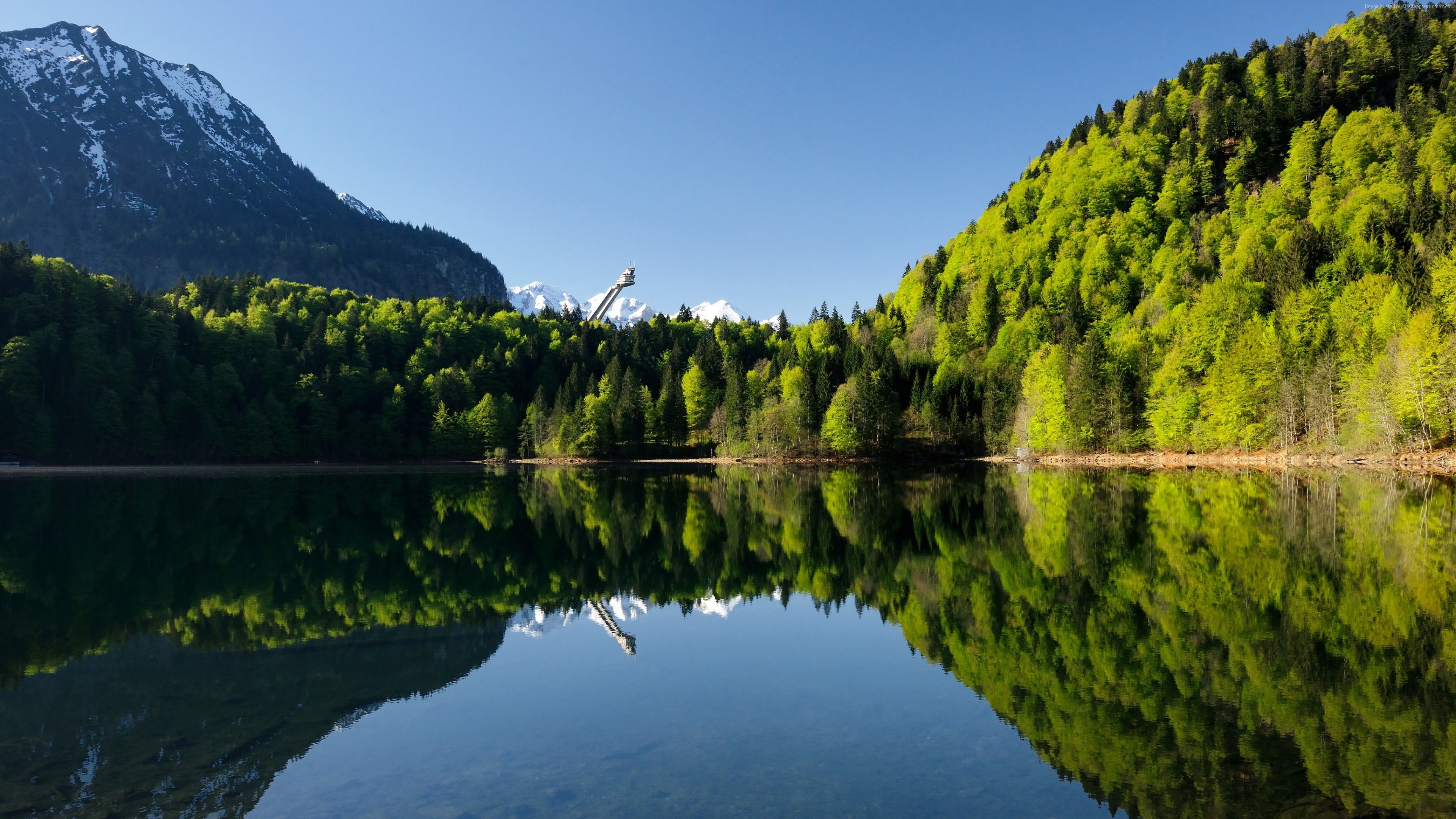 Wallpaper Oberstdorf, Germany, Europe, mountains, lake, forest, 4k, Nature Wallpaper Download Resolution 4K Wallpaper