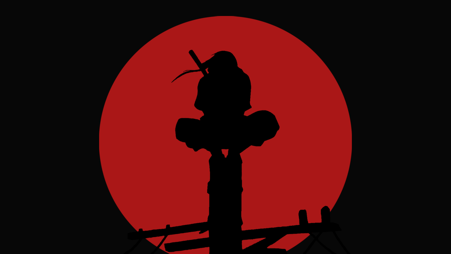 Naruto Anime Uchiha Itachi Moon Red Moon Frontal View Red Wallpaper:1920x1080