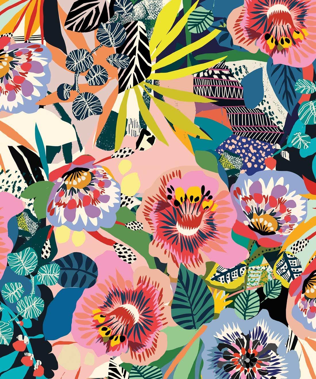 Summer Garden • Bold Whimsical Floral Wallpaper
