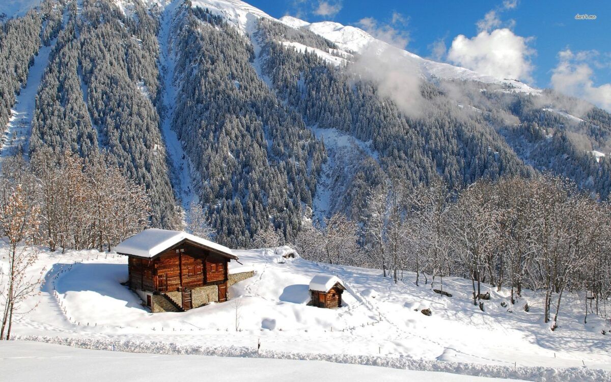 Mountain, Snow, Winter, Cabin, House, Wood, Wallpaper, Free, Desktop Image, 1920x1200