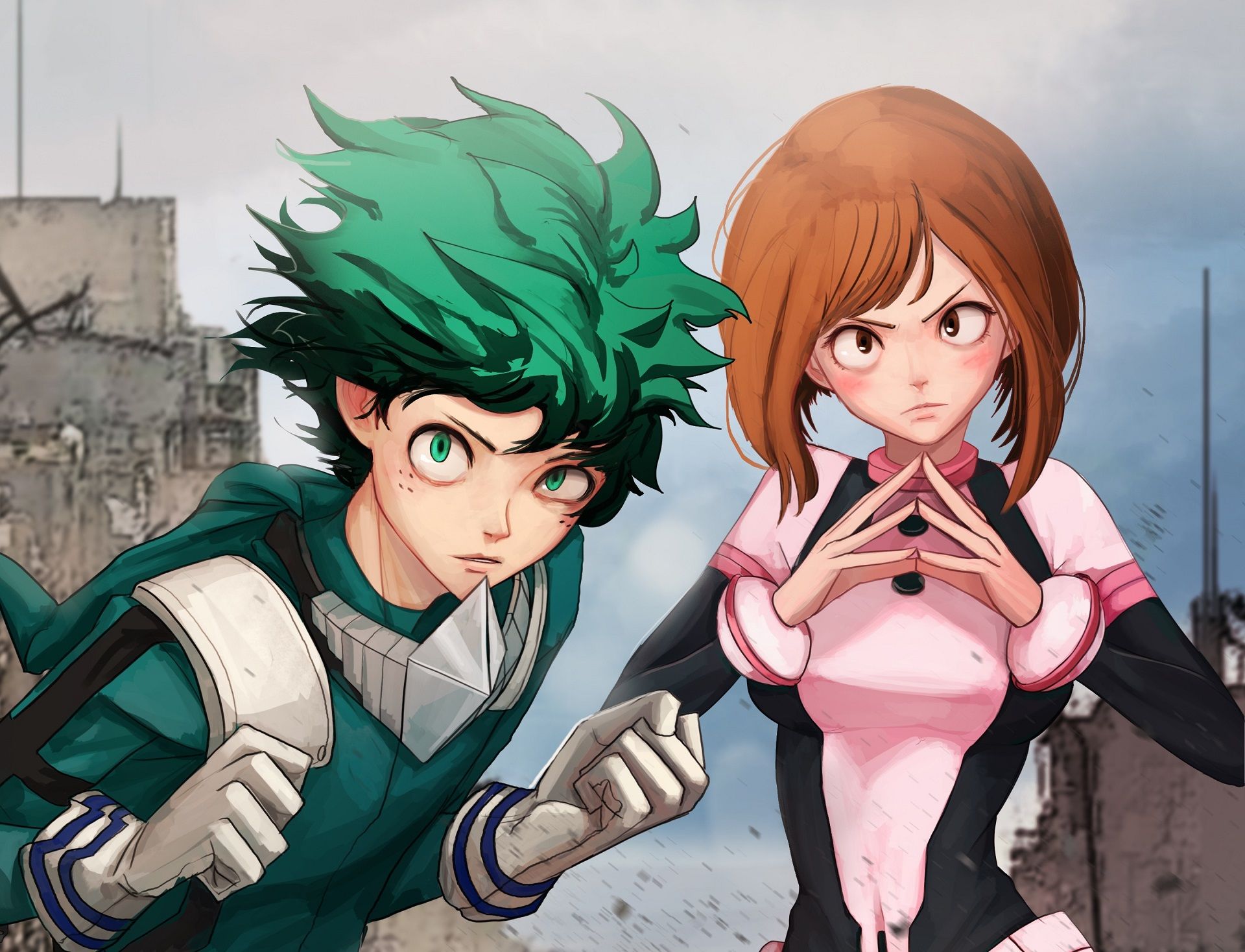 Izuku Midoriya My Hero Academia Ochaco Uraraka Wallpaper:1920x1468