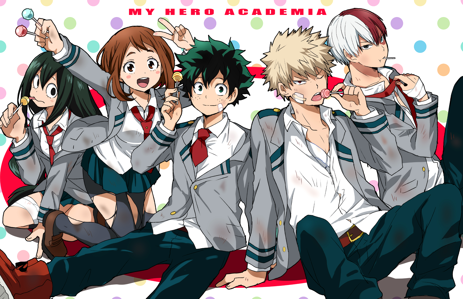 Izuku Midoriya Katsuki Bakugou Ochaco Uraraka Shouto Todoroki Tsuyu Asui Wallpaper:1920x1242