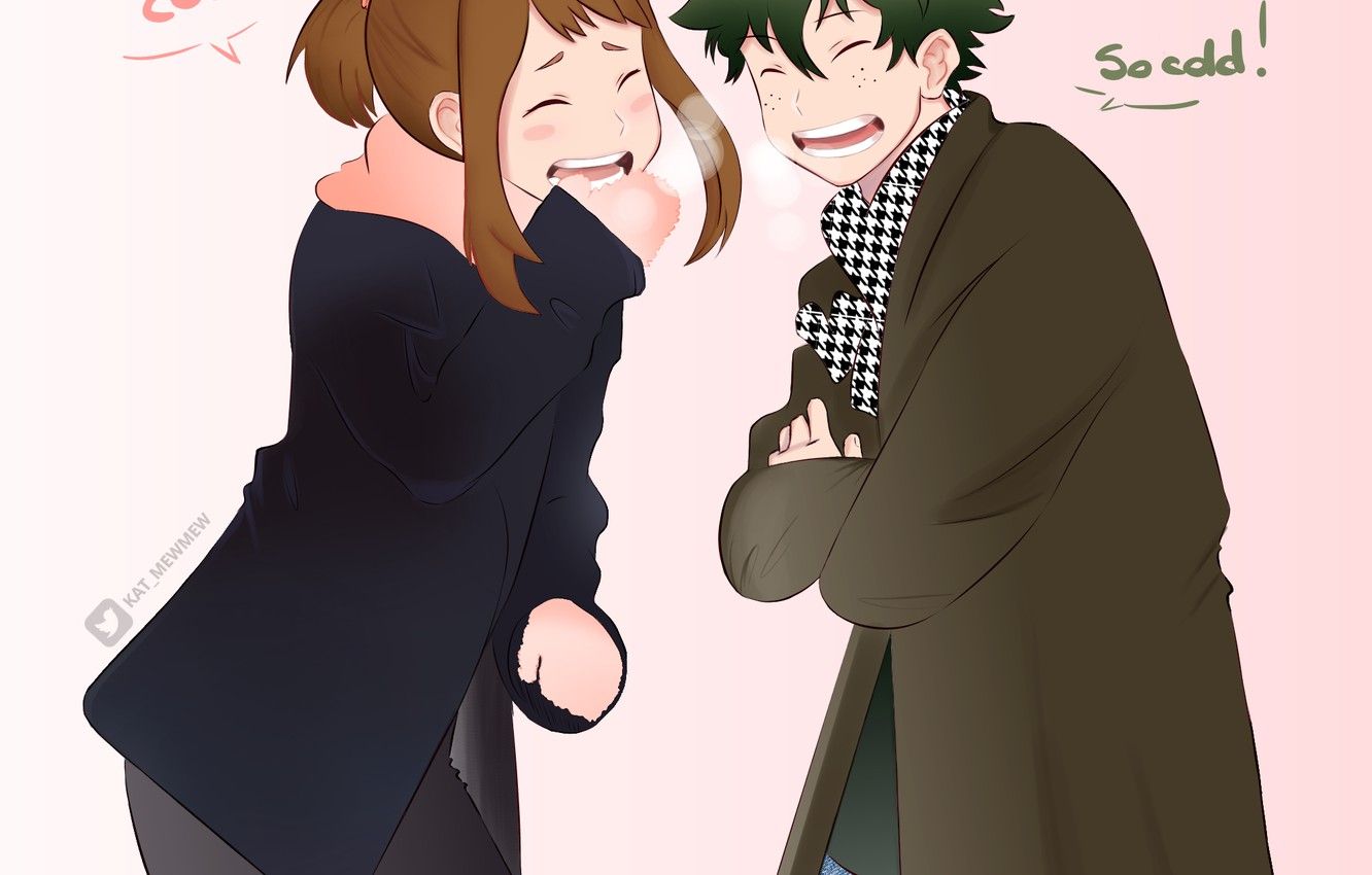 Wallpaper Boku no Hero Academy, My Hero Academia, Uraraka Ochako, Izuku Midoriya, Katmewmew, Pixiv Id - for desktop, section сёнэн